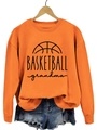 Sweat-shirt orange vif Basketball Grandma à col rond et manches longues sur cintre en bois - S / Sweat-shirt Orange (Police Noire)