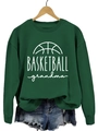 Sweat vert foncé col rond avec imprimé Basketball Grandma et short en jean stylé - S / Sweat-shirt Vert Foncé (Police Blanche)