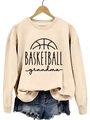 Sweat beige Basketball Grandma avec col rond et short en jean décontracté - S / Sweat-shirt Sable (Police Noire)