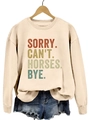 Beiges Crewneck-Sweatshirt mit 'SORRY. CAN'T. HORSES. BYE.' Slogan-Aufdruck - S / Sandfarben