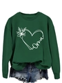 Felpa verde scuro con stampa a cuore Oma e polsini a costine per un look casual e moderno - S / Verde Scuro (Stampa Bianca)
