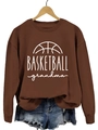 Sweat-shirt col rond marron foncé avec imprimé blanc Basketball Grandma et icône basket - S / Sweat-shirt Café (Police Blanche)