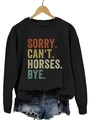 Sweat noir à col rond avec imprimé 'SORRY CAN'T HORSES' et short en jean assorti - Noir