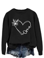 Casual black sweatshirt with heart Oma print and floral design for grandmothers - Black (White Letters)