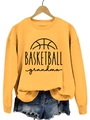 Bright yellow round neck sweatshirt featuring black Basketball Grandma print in a loose fit - Yellow Sweatshirt (Black Font)