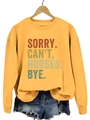 Sweat-shirt jaune vif à col rond avec lettrage SORRY CAN'T HORSES pour femmes - Jaune