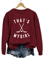 Sweat-shirt bordeaux avec imprimé hockey blanc That's My Girl et short en jean - Rouge Vin (Police Blanche)
