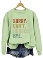 Sweat femme vert menthe avec imprimé vintage Sorry Can't Horses sur fond blanc pur - Vert olive