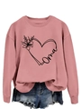 Dusty pink crewneck sweatshirt featuring a heart flower Oma print for women - Rose Gold (Black Letters)