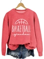 Rose red Basketball Grandma crewneck sweatshirt for women with white graphic print - Red Sweatshirt (White Font)
