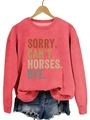Sweat-shirt femme corail foncé à col rond avec impression SORRY CAN'T HORSES rouge - Rouge