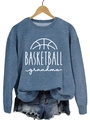 Blue-grey basketball grandma sweatshirt for women in a casual crewneck style - Blue Sweatshirt (White Font)