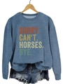 Sweat-shirt bleu denim à manches longues avec imprimé vintage Sorry Can't Horses - Bleu