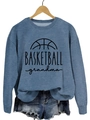 Light blue crewneck sweatshirt featuring a black Basketball Grandma graphic print - Blue Sweatshirt (Black Font)
