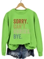 Sweatshirt vert fluo à col rond pour femme avec imprimé rétro 'SORRY CAN'T HORSES' - Vert Fluorescent