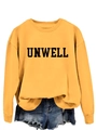 Detail of minimalist Unwell letter print on casual ginger yellow crewneck sweatshirt - S / Yellow (Black Font)