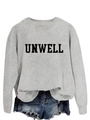 Detailed view of the gray sweatshirt featuring a bold black UNWELL letter print on chest - S / Grey (Black Font)