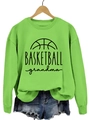 Bright green crewneck sweatshirt with Basketball Grandma print and denim shorts - Fluorescent Green Sweatshirt (Black Font)