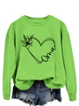 Bright green crewneck sweatshirt featuring a floral heart Oma print and ribbed cuffs - Fluorescent Green (Black Graphic)