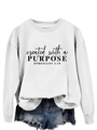 Detail of white crewneck sweatshirt with black created with a PURPOSE text print - S / White (Black Font)
