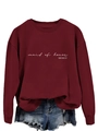 Close-up of maid of honor print on maroon crewneck sweatshirt with knit texture - Wine Red Sweatshirt (White Font)