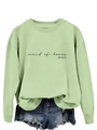 Detail of light green sweatshirt with maid of honor OBVIOUSLY print and ribbed cuffs - Olive Green Sweatshirt (Black Font)