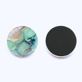 Detail of 30mm glass fridge magnet showing blue marble texture and magnetic back - Blue Green Fluid Texture Style (JY008592-8)