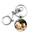 Detailaufnahme eines silbernen Meerschweinchen-Fotoanhängers mit Karabinerverschluss - Zwei Nahaufnahme Meerschweinchen (JY008597-6)