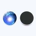 Detailed front and back view of a 30mm glass galaxy magnet with nebula pattern - Dark Blue Galaxy Style (JY008609-7)