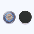 Magnets de réfrigérateur en verre coloré avec motif colombe et dos magnétique, 25mm - Texture Radiale Bleu Orange Colombe du Saint-Esprit (JY008601-11)