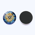 Vue détaillée des aimants colombe en vitrail avec support magnétique rond - Jaune Chaud et Bleu Profond Colombe (JY008601-6)