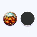 Detail of round Halloween magnets with stained glass pumpkin patterns and magnetic backing - Mixed Pumpkins Style (JY008603-11)