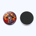 Detailed front and back view of a 30mm round Halloween witch glass fridge magnet - Stained Glass Witch Style (JY008603-9)