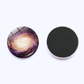 Detail of galaxy crystal glass fridge magnet showing the nebula pattern and magnetic back - Purple Vortex Nebula Style (JY008609-5)