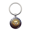 Gros plan détaillé du pendentif colombe en vitrail avec anneau en métal argenté - Motif Colombe du Saint-Esprit 10 (Argent 10)