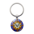 Gros plan d'un pendentif colombe en verre coloré avec porte-clés en métal argenté poli - Motif Colombe du Saint-Esprit 5 (JY008599-Argent 5)