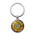 Porte-clés colombe en vitrail avec pendentif oiseau blanc et rayons dorés d'art - Motif Colombe du Saint-Esprit 1 (JY008599-Argent 1)