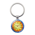 Porte-clés en métal argenté avec pendentif colombe style vitrail en mosaïque - Motif Colombe du Saint-Esprit 4 (JY008599-Argent 4)