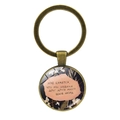 Dettaglio portachiavi in bronzo vintage con stampa floreale russa sotto vetro - Bronzo Antico-Floreale Russo Amore (JY008619)