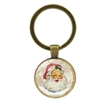 Dettaglio portachiavi vintage in bronzo con immagine di Babbo Natale in stile cartolina antica - Babbo Natale Vintage Bronzo 1914 (JY008615-Bronzo 6)