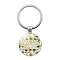 Portachiavi girasole in cristallo con citazione russa ispiratrice per donne e ragazze - Argento-Girasole Russo Motivazionale (JY008619)