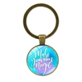 Portachiavi vintage in bronzo con ciondolo in vetro Make Your Own Magic su bianco - Bronzo Antico-Make Your Own Magic (JY008619)
