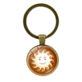 Detailed close-up of a bronze cappuccino latte art keychain with a sun face pattern - Bronze - Smile Sun (JY008633-Bronze 4)