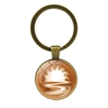 Detail of vintage bronze keychain featuring an abstract sun and wave glass pendant - Bronze - Wave Art (JY008633-Bronze 3)