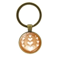 Antique bronze keychain featuring a latte art coffee heart pattern under glass dome - Bronze - Layered Hearts (JY008633-Bronze 8)