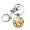 Silver metal Oktoberfest keychain with lobster clasp and Cheers beer glass pendant - Cheers Hand-drawn Toast (JY008655-19)