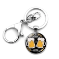 Detail of beer theme keychain with silver ring and glass pendant featuring Time for Beer text - Time For Beer (JY008655-16)