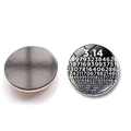 Macro detail of 30mm round glass fridge magnet with mathematical Pi constant design - Mathematical Constant Design Style (BXT2526-34)
