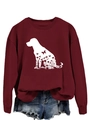 Détail de l'imprimé silhouette de chien aux motifs floraux sur un sweat-shirt bordeaux - S / Sweat-shirt rouge vin (motif de texte blanc)