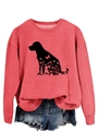 Détail de l'imprimé silhouette de chien à fleurs sur le sweat-shirt rose corail - S / Sweat-shirt rouge (motif de texte noir)